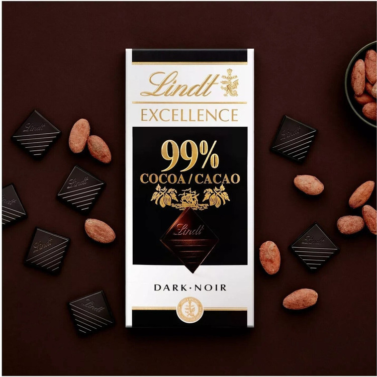شکلات تخته ای تلخ ۹۹%سوئیسی لینت lindt cocoa