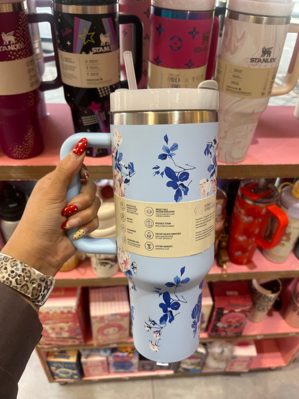 تراول ماگ استنلی اورجینال طرح گلدار ابی 1.18L