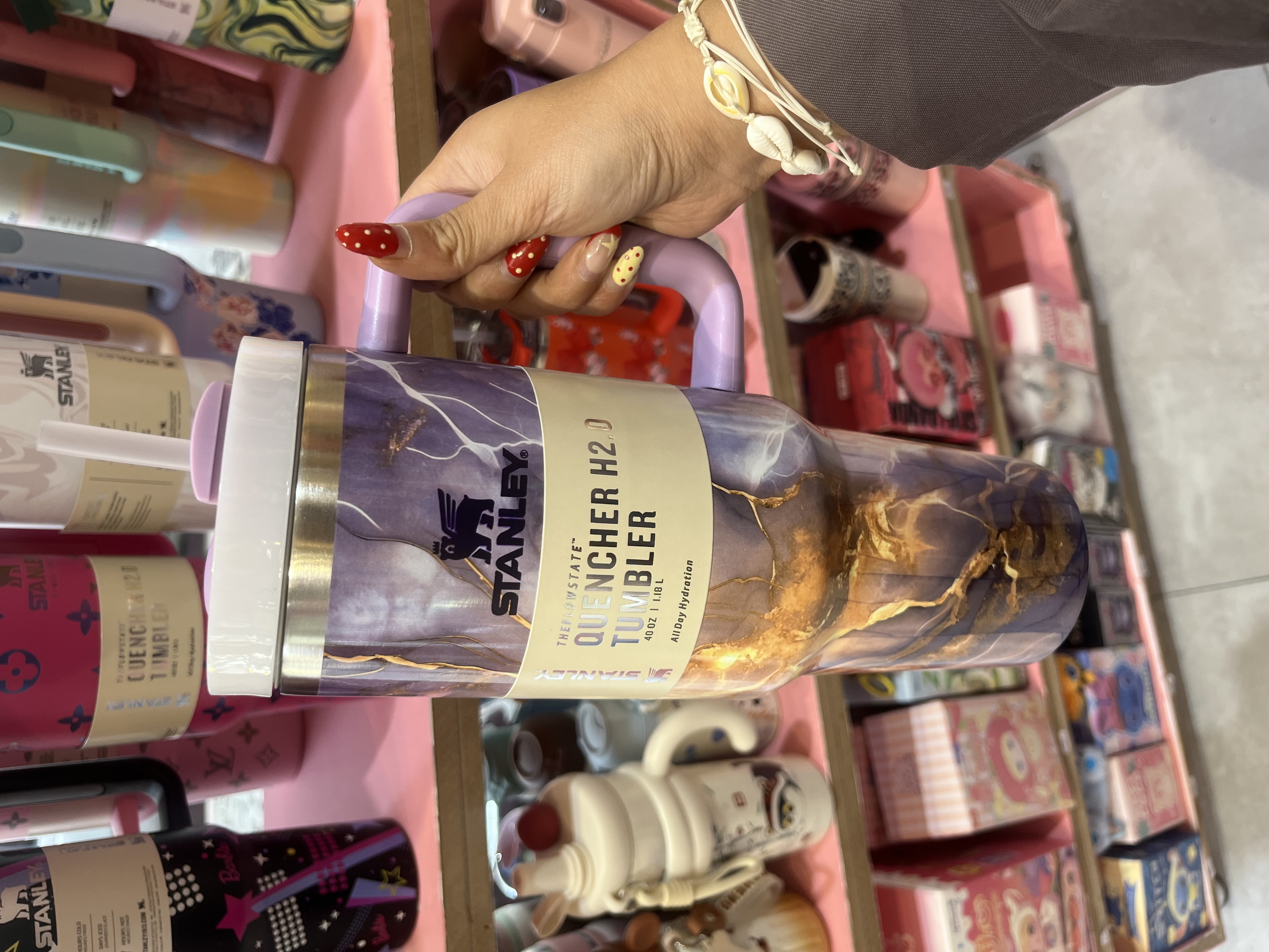 تراول ماگ استنلی اورجینال بنفش طرح سنگی  1.18L