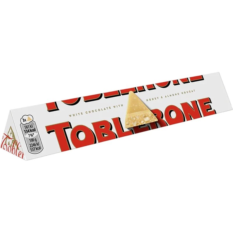 شکلات سفيد تابلرون با عسل و بادام بسته 100 گرم TOBLERONE مدل White Chocolate