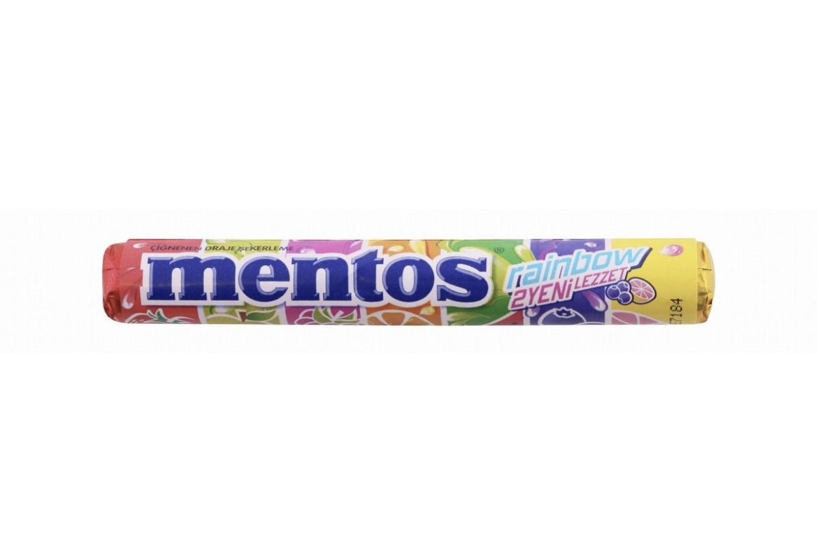 آبنبات منتوسmentos رولی ۲۹ گرمی طعم میکس رنگین کمانی