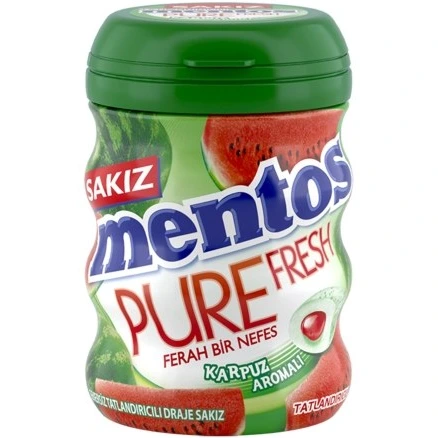 آدامس بدون قند  مغزدار منتوس Mentos Pure Fresh با طعم هندوانه ‌60 گرم
