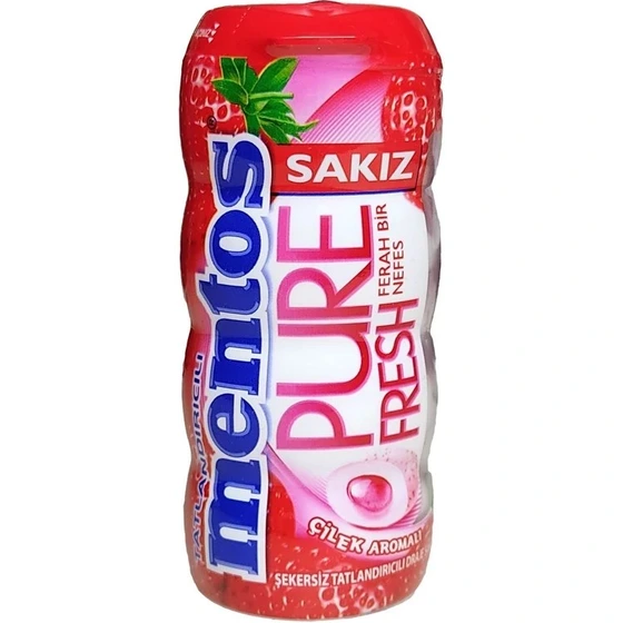آدامس مغزدار بدون قند منتوس با طعم توت فرنگی Mentos pure fresh وزن 30 گرم