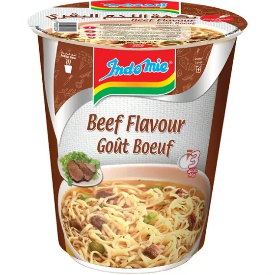 نودل ليوانی اندومی گوشت 60 گرم INDOMIE مدل beef Flavor
