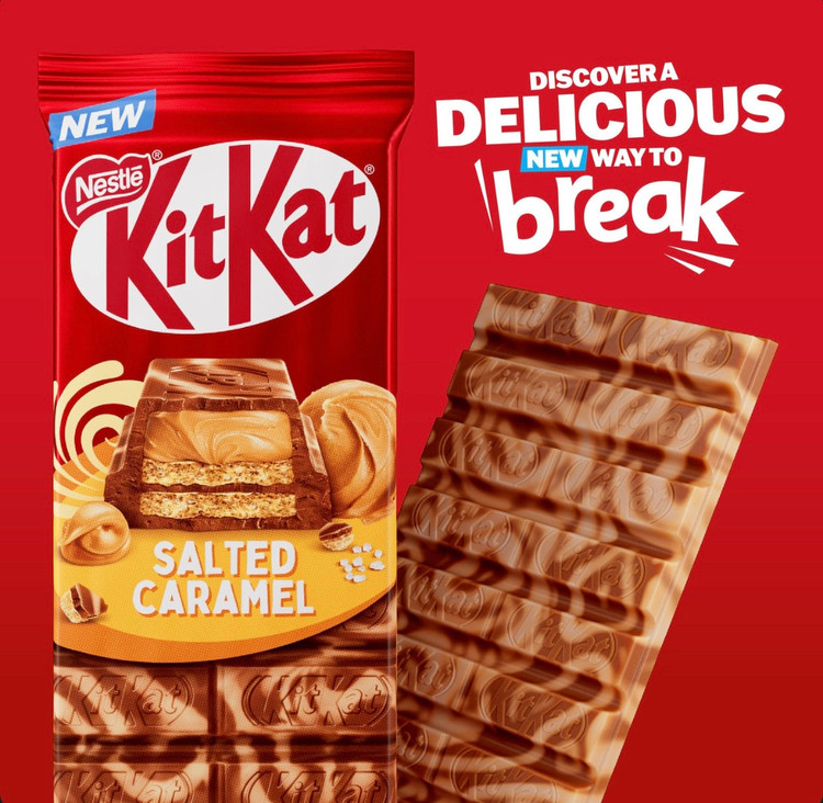 شکلات تخته ای کیت کت طعم کارامل نمک kit kat salted caramel